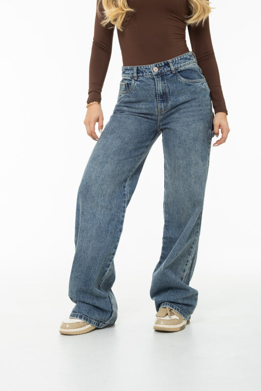 Jean Wide Leg Carpenter Rígido Tono Oscuro REF 125307