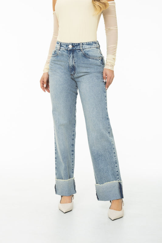 Jean Wide Leg Bota Doblada Rígido REF 125430
