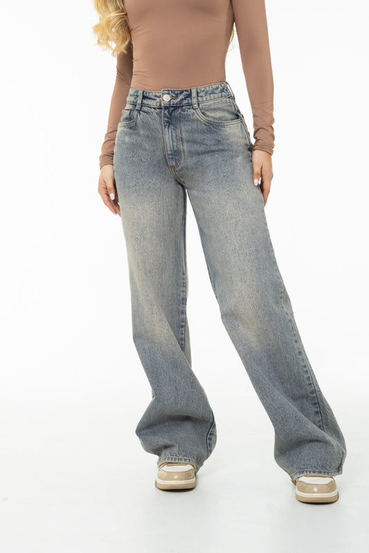 Jean Wide Leg Dirty Claro Rígido REF 125419