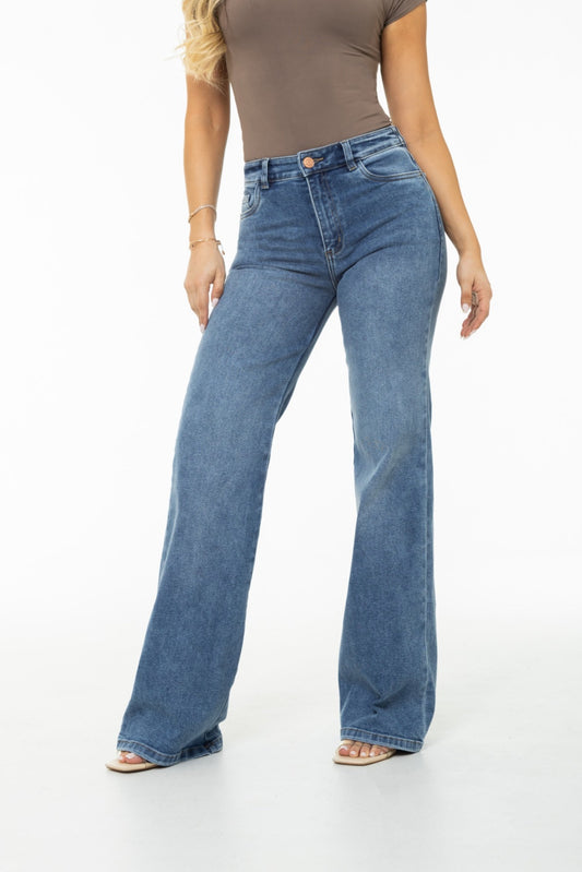 Jean Wide Leg Stretch Tono Medio REF 125428