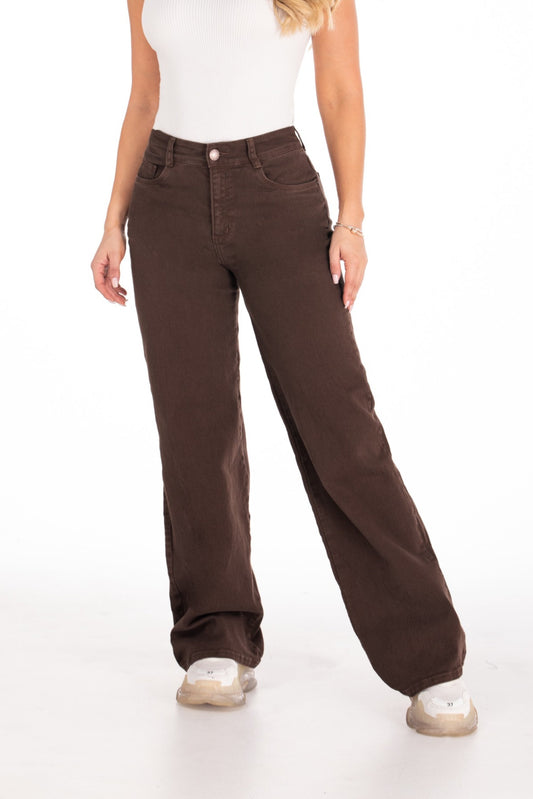 Jean Wide Leg Café Oscuro Stretch REF 125412