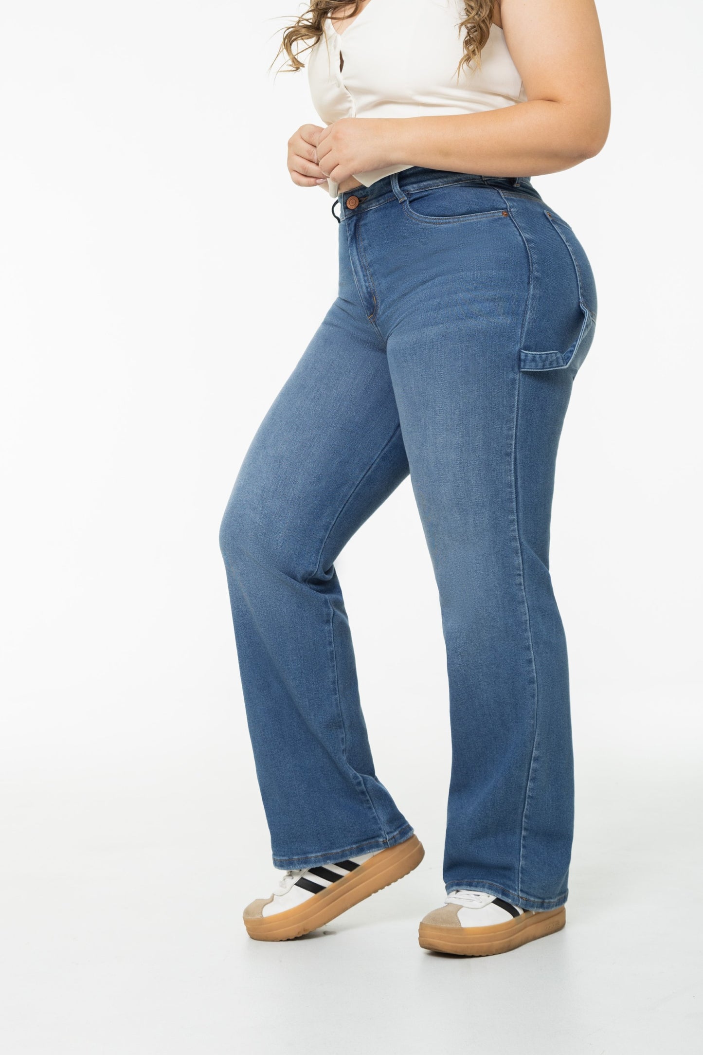 Jean Wide Leg Tono Medio Stretch REF 225401 Plus