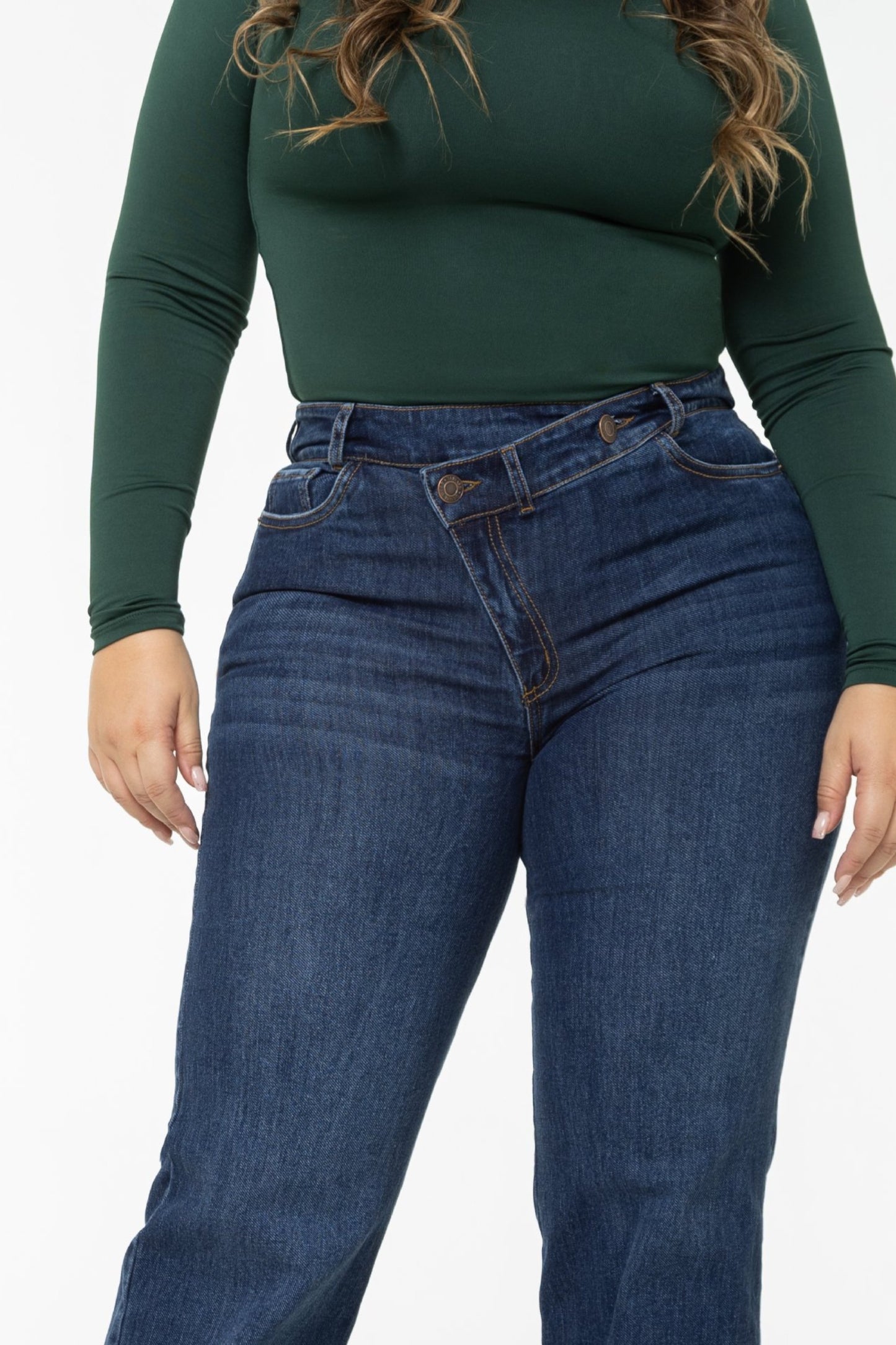 Jean Wide Leg Pretina Cruzada Stretch REF 225408 Plus