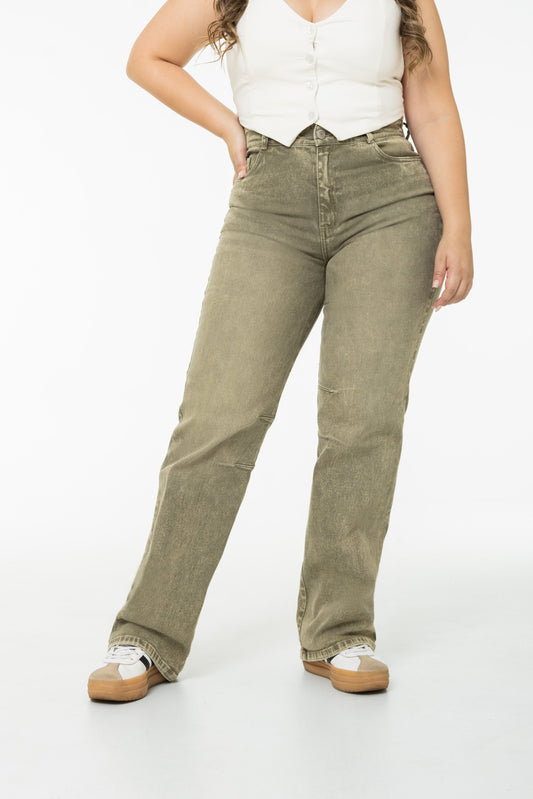 Jean Wide Leg Acid Wash Stretch REF 225411 Plus