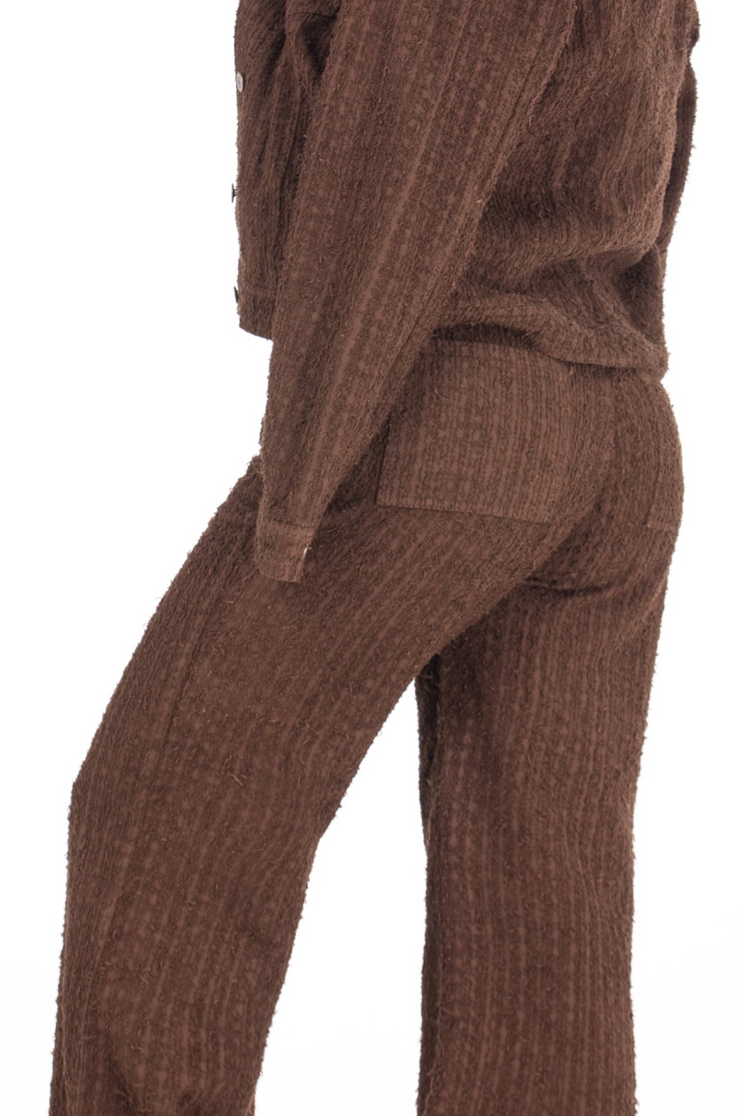 Jean Wide Leg Texturizado Rígido Café REF 125303