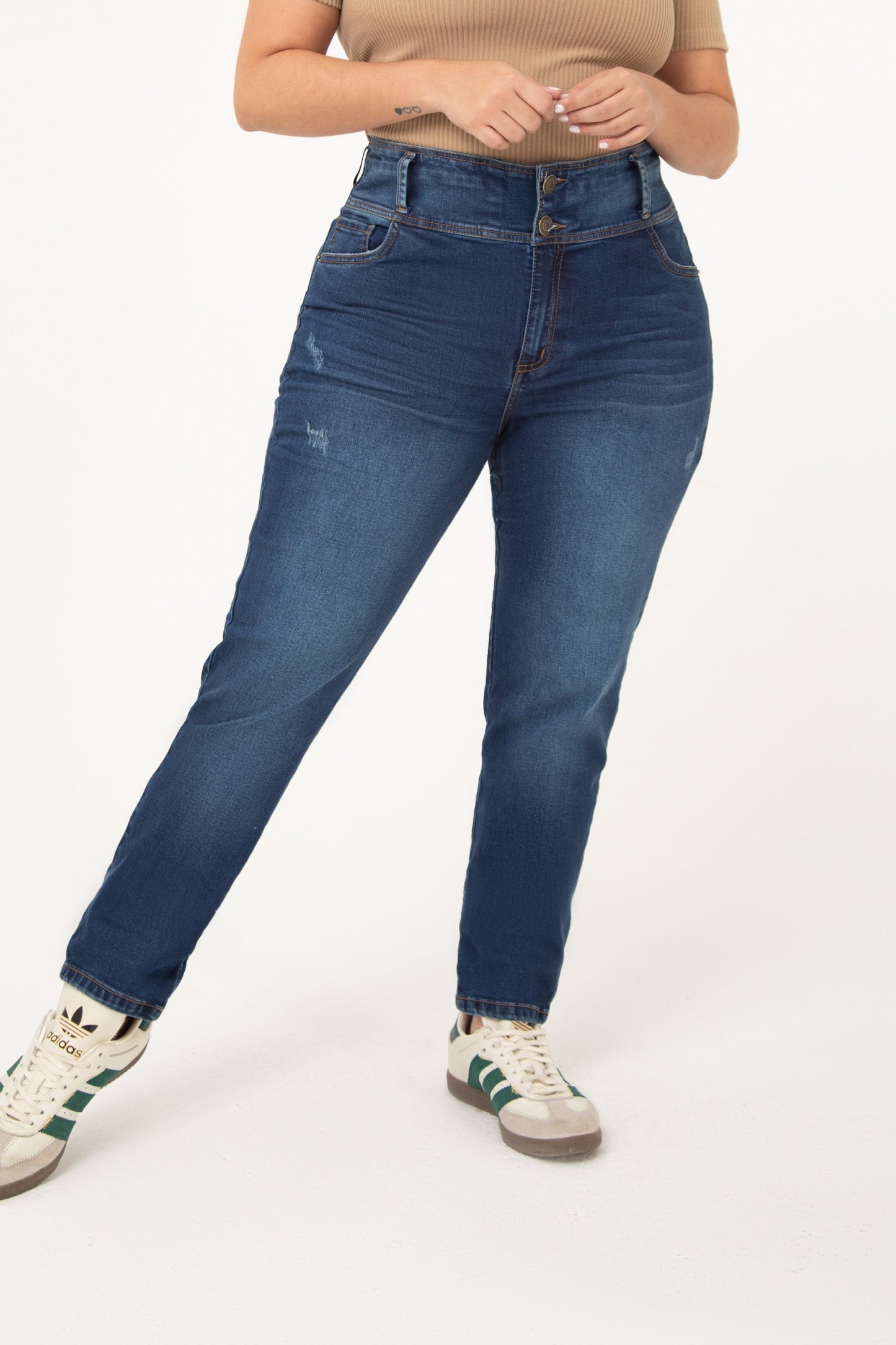 Jean Control Abdomen Skinny Stretch Azul Medio REF 24505 Plus