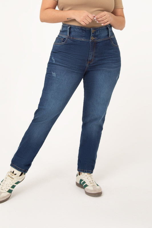 Jean Control Abdomen Skinny Stretch Azul Medio REF 24505 Plus