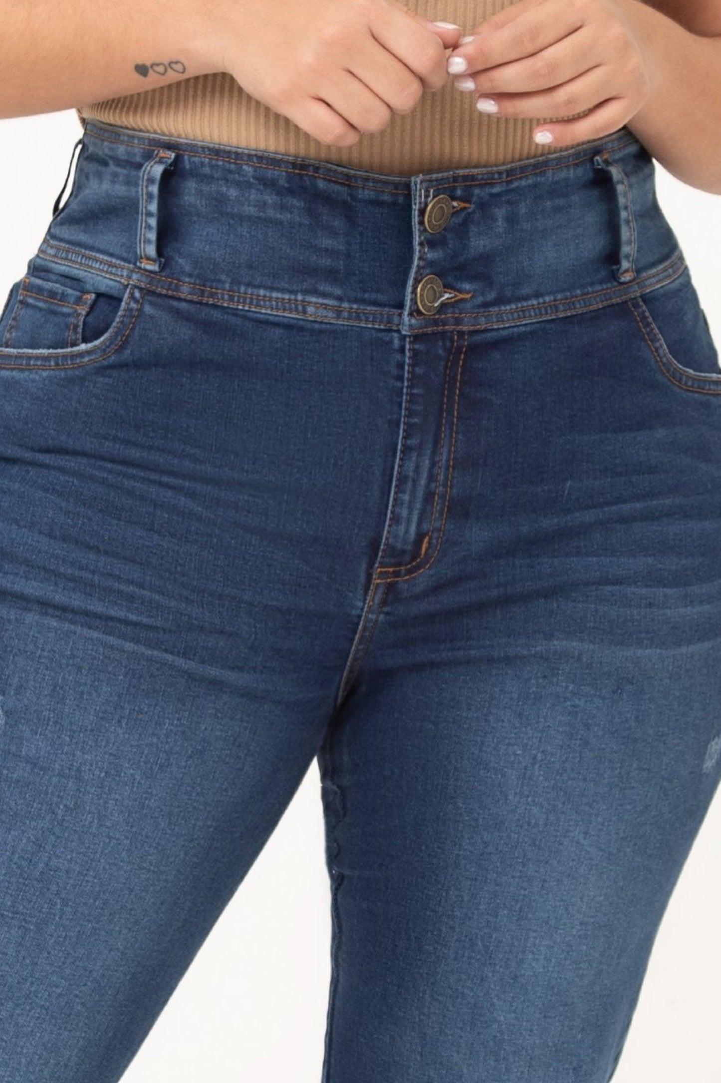 Jean Control Abdomen Skinny Stretch Azul Medio REF 24505 Plus