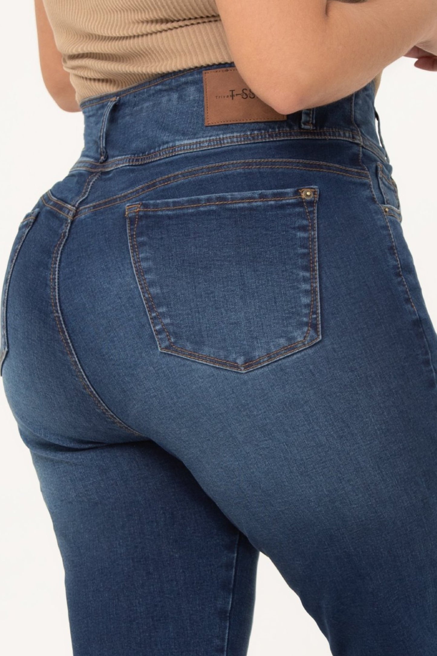 Jean Control Abdomen Skinny Stretch Azul Medio REF 24505 Plus