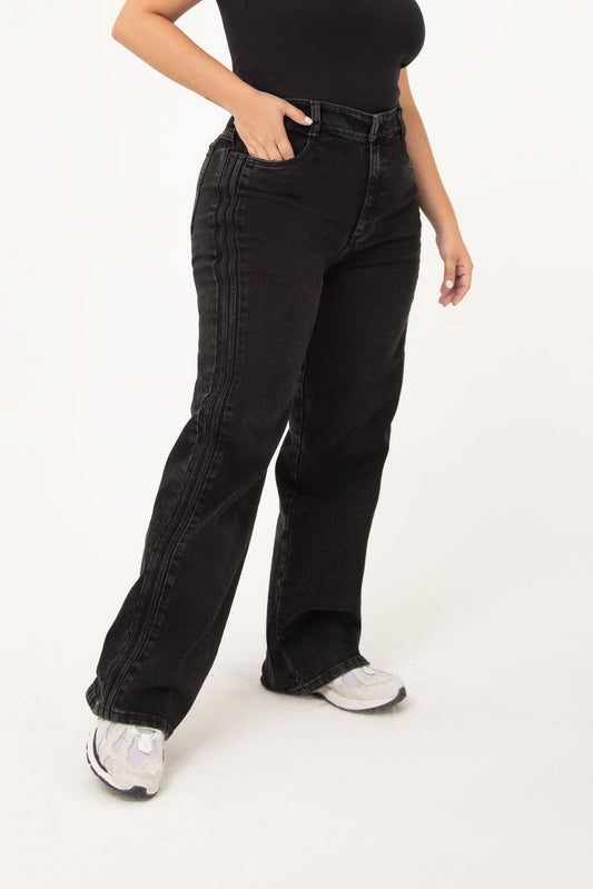 Jean Wide Leg Stretch Negro REF 24501 Plus