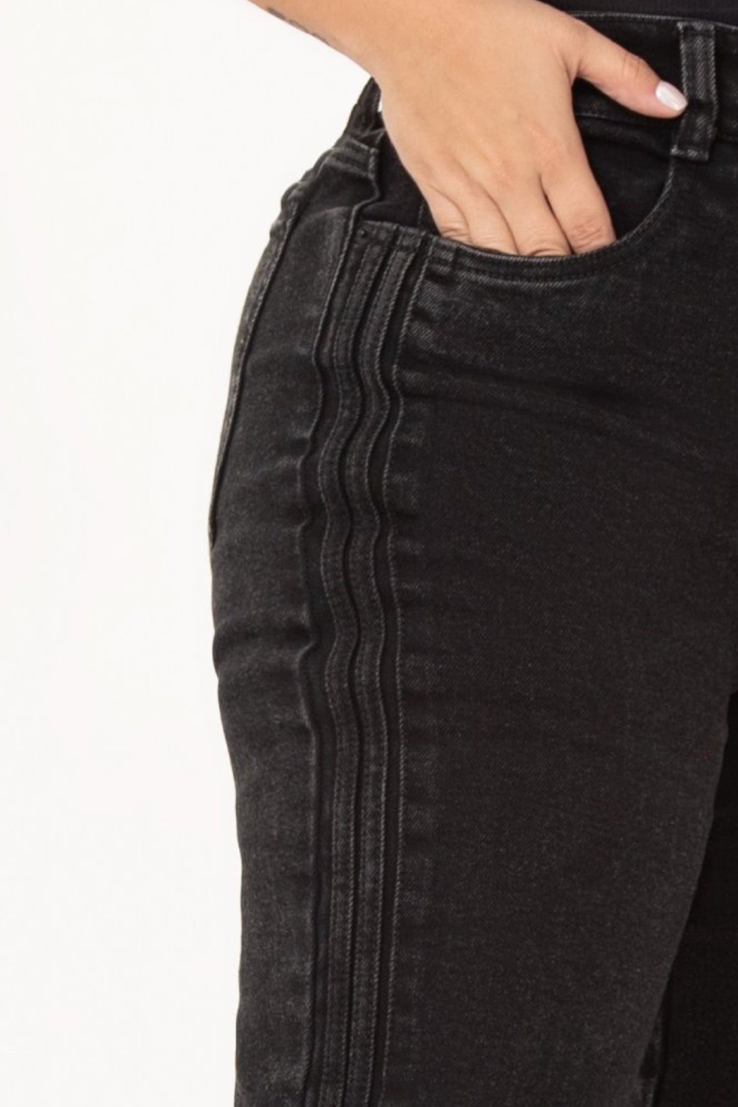 Jean Wide Leg Stretch Negro REF 24501 Plus