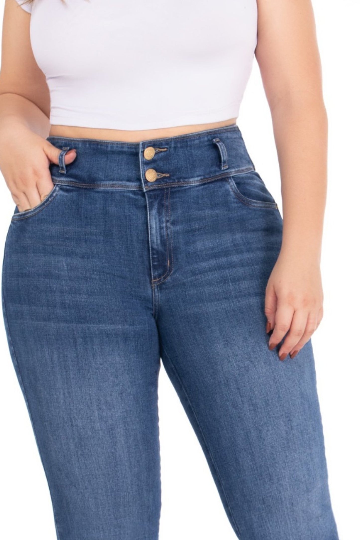 Jean Bota Recta Stretch Azul Oscuro REF 225203 Plus