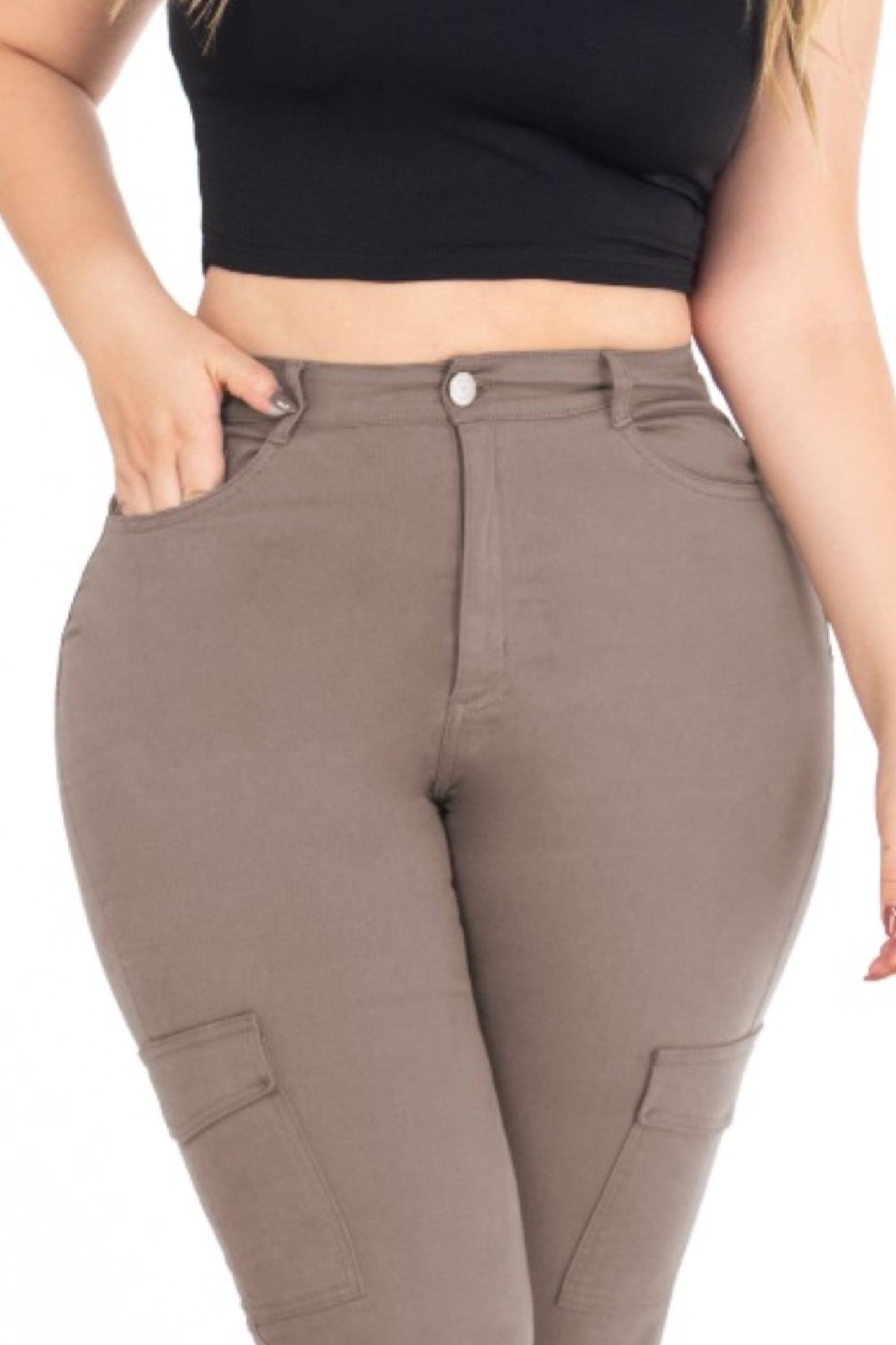 Jean Jogger Cargo Stretch Verde REF 225209 Plus