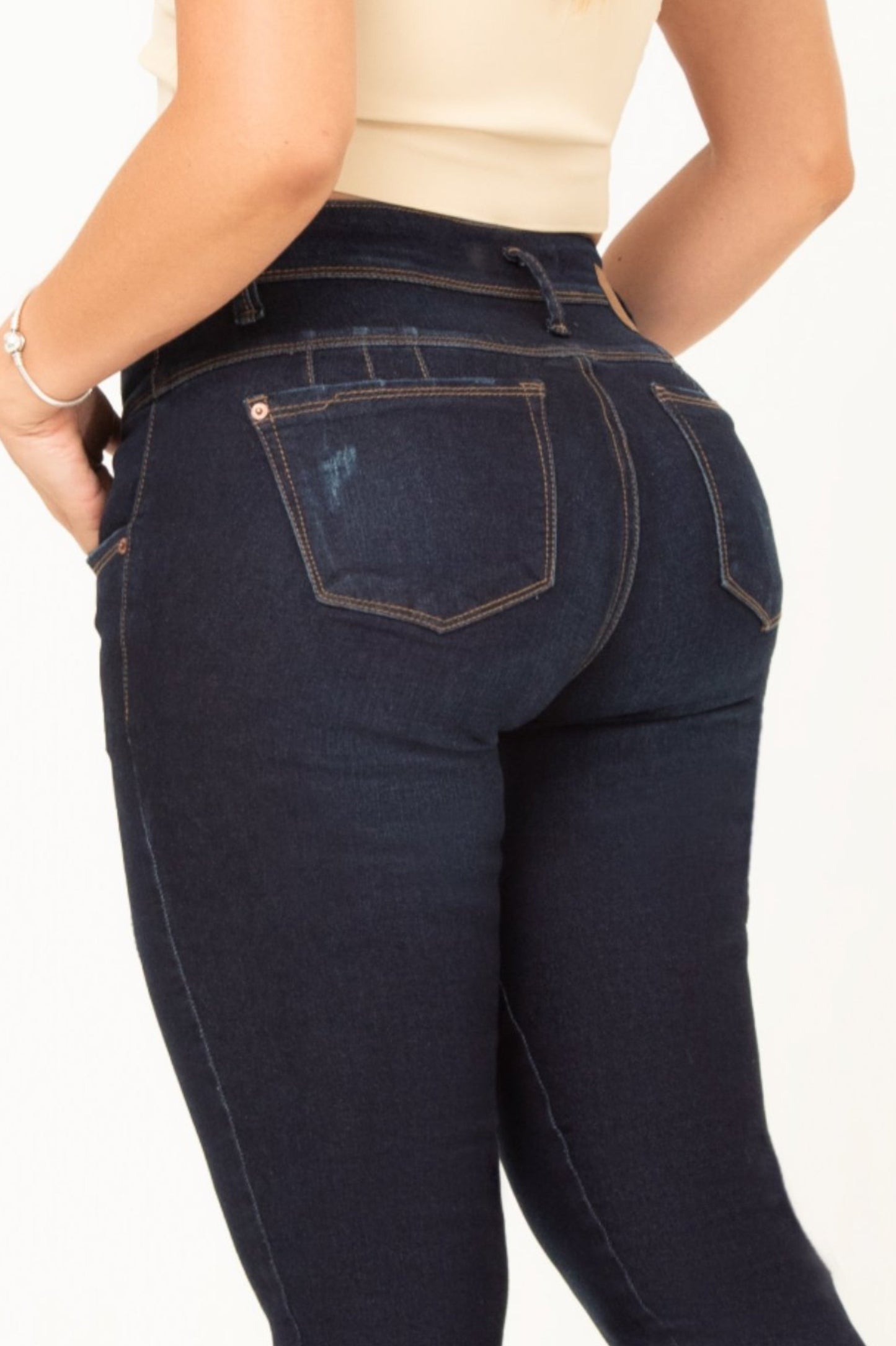 Jean Control Abdomen Skinny Stretch Azul Oscuro REF 14412