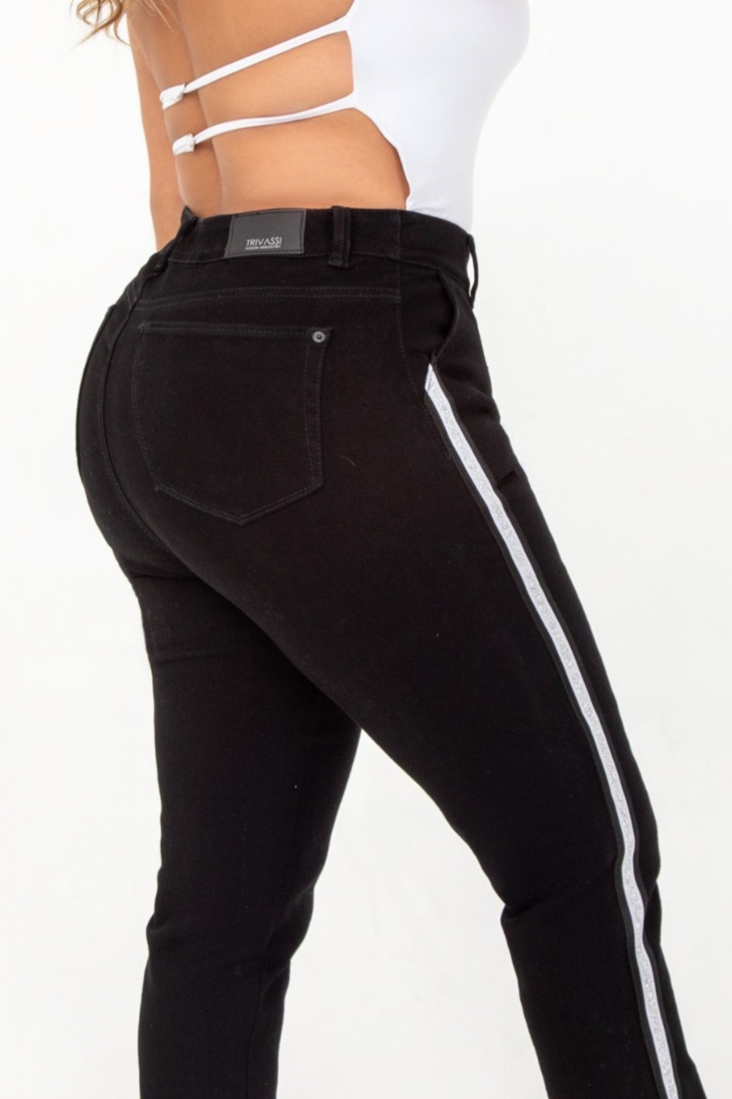 Jean Skinny Con Hiladilla Lateral Negro REF 225104 Plus