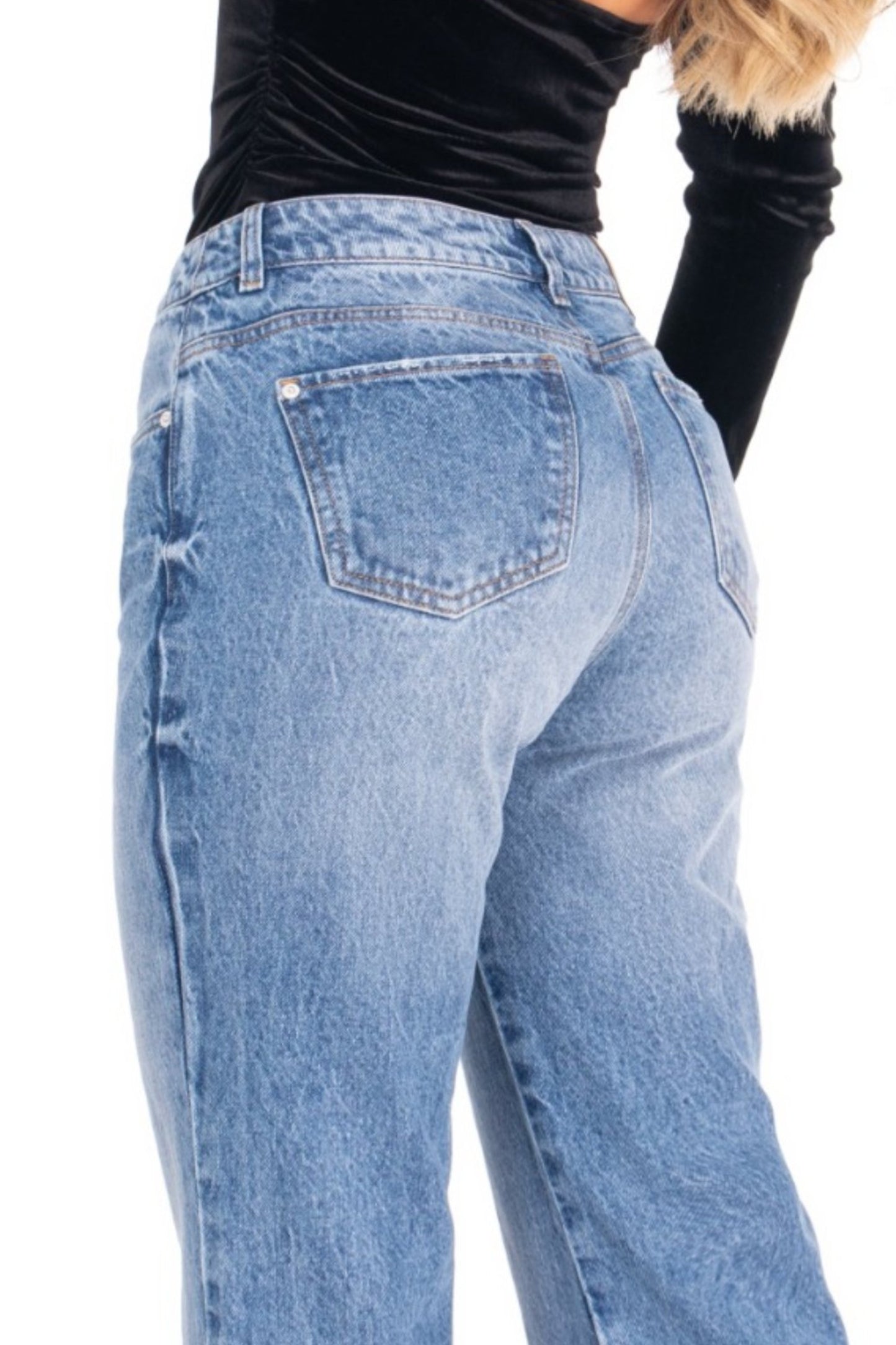 Jean Wide Leg Rígido Con Dobladillo REF 125209