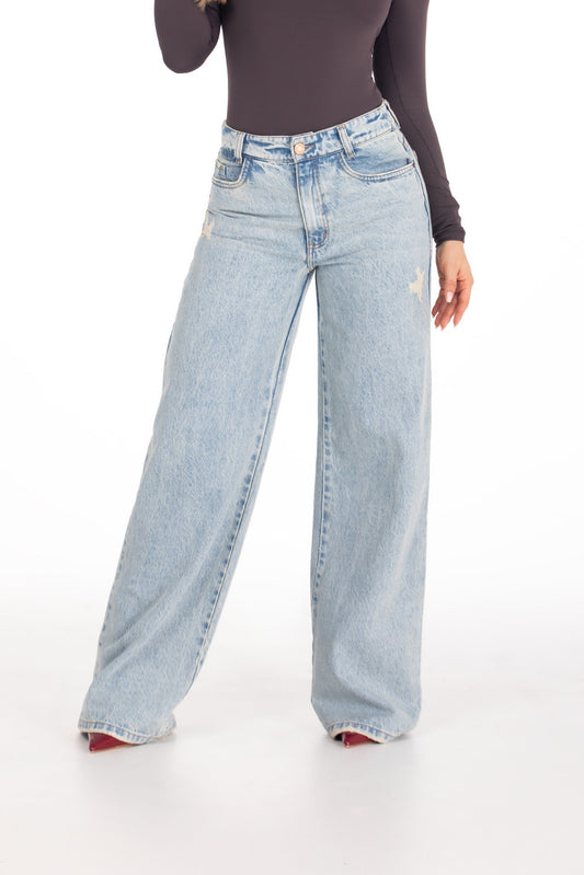 Jean Wide Leg Rígido Azul Claro REF 125201
