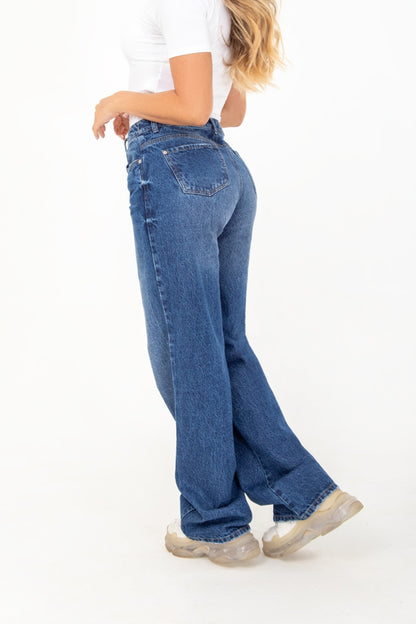 Jean Wide Leg Azul Oscuro Rígido REF 125124