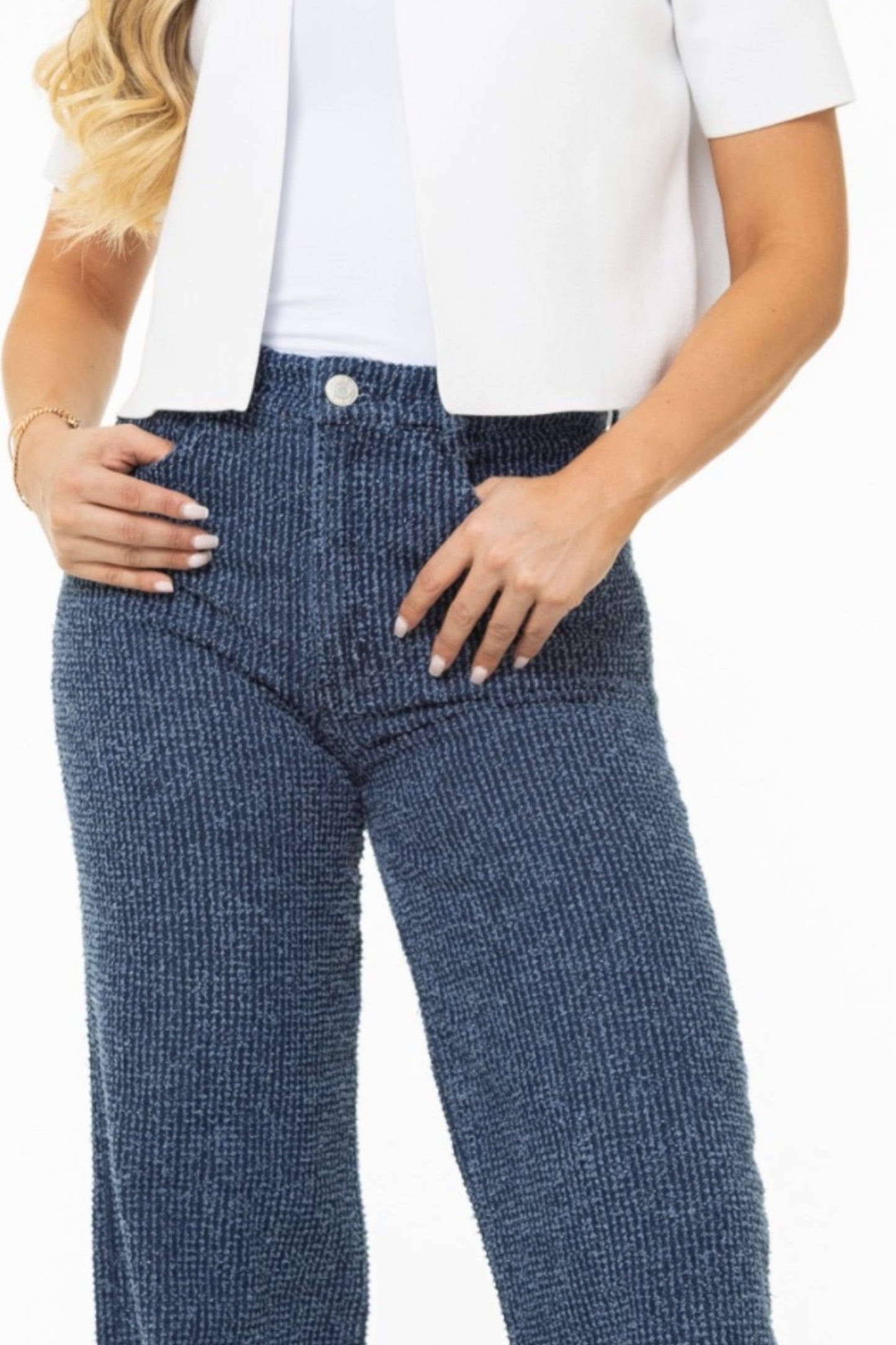 Jean Wide Leg Texturizado Azul Oscuro REF 125426
