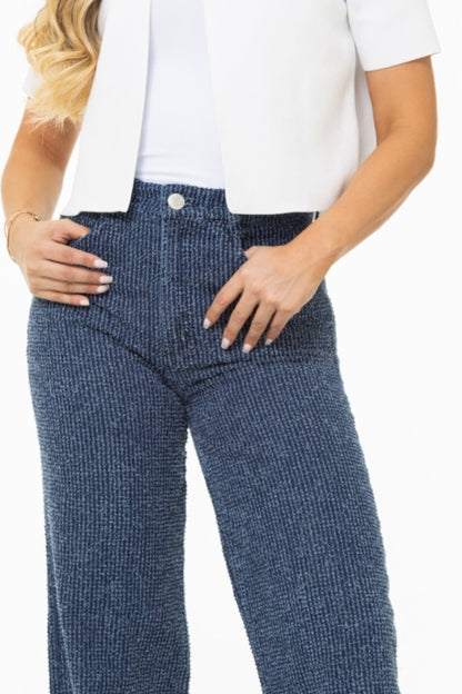 Jean Wide Leg Texturizado Azul Oscuro REF 125426