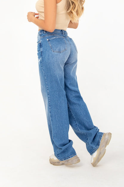 Jean Wide Leg Azul Medio Rígido REF 125125