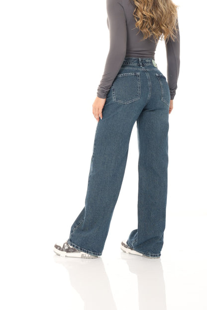 Jean Wide Leg Rígido Azul Oscuro REF 126118
