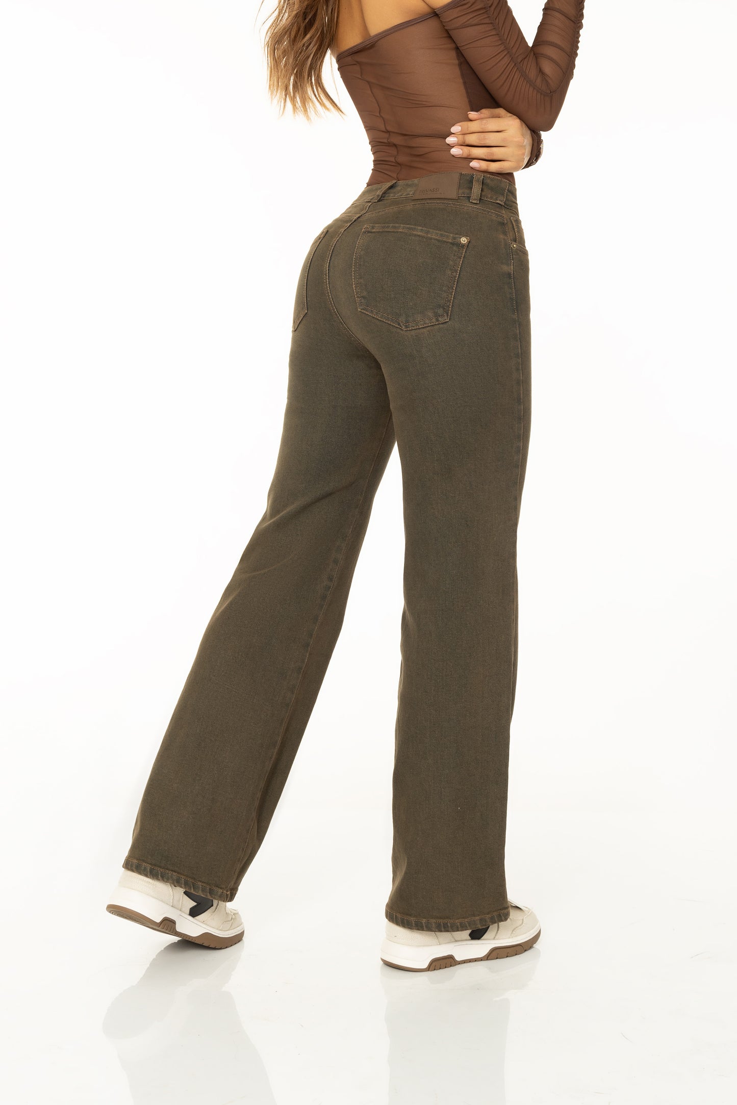 Jean Wide Leg Dirty Café Stretch