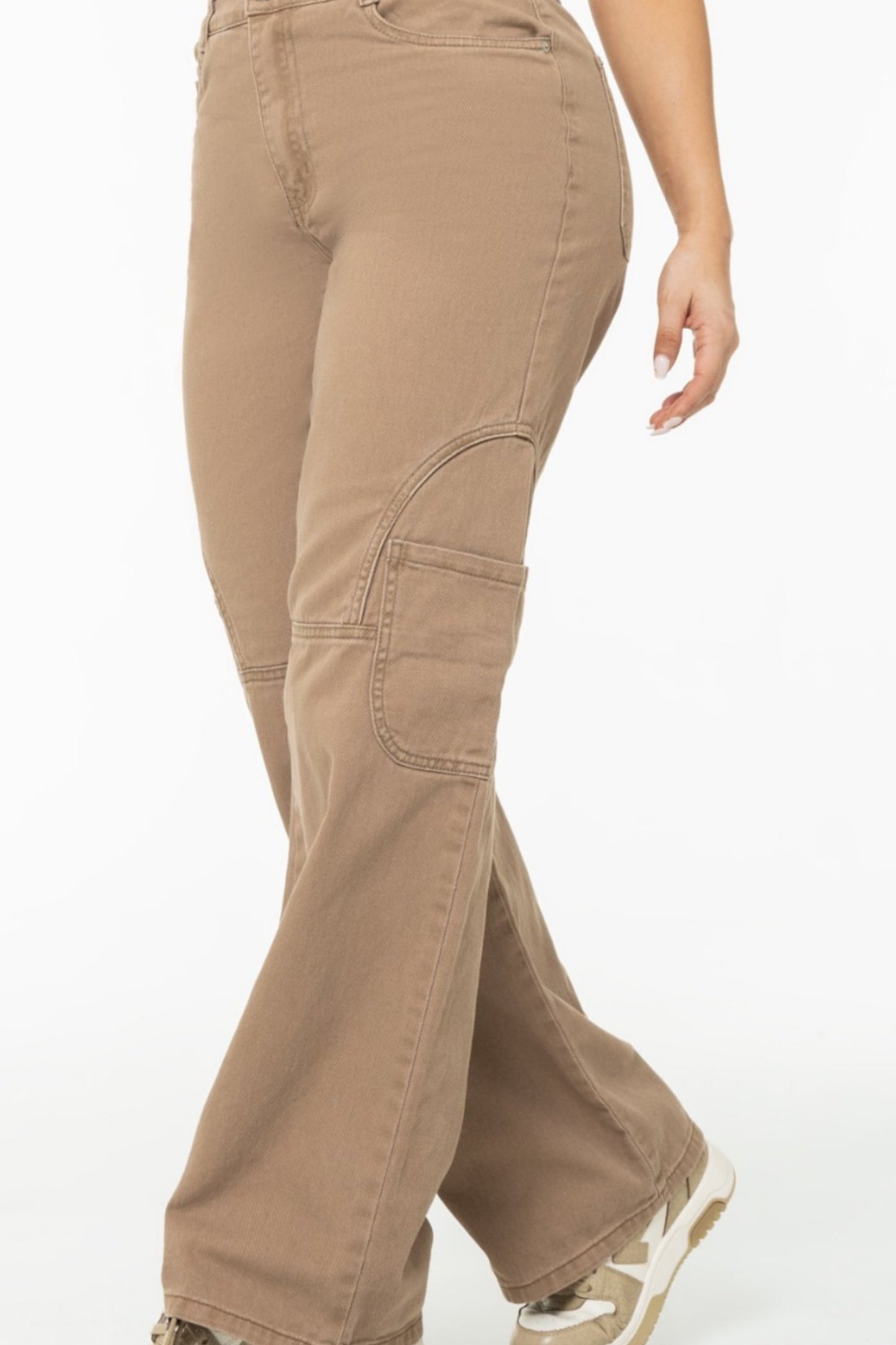 Jean Wide Leg Rígido Mocha con Cortes REF 125402