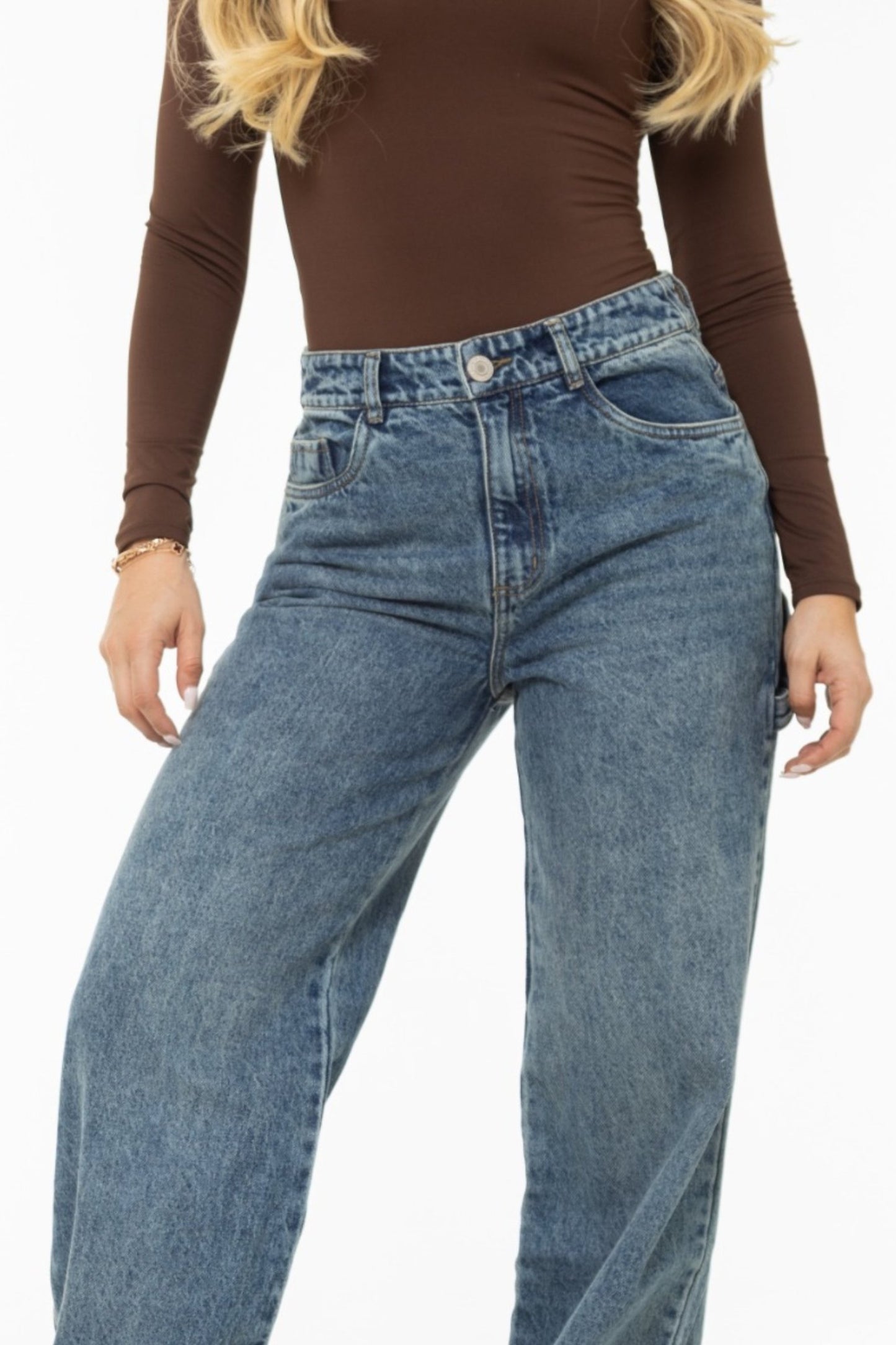 Jean Wide Leg Carpenter Rígido Tono Oscuro REF 125307
