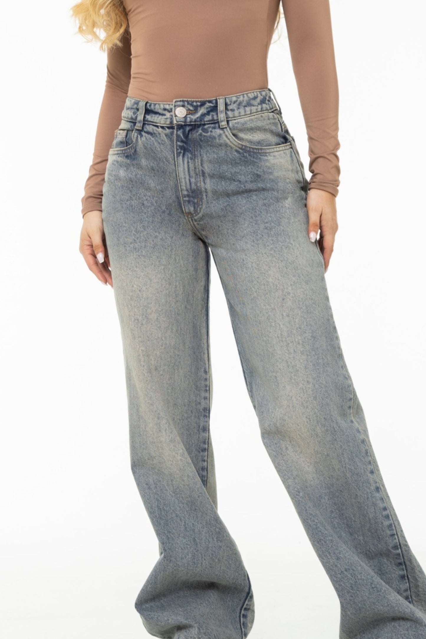 Jean Wide Leg Dirty Claro Rígido REF 125419