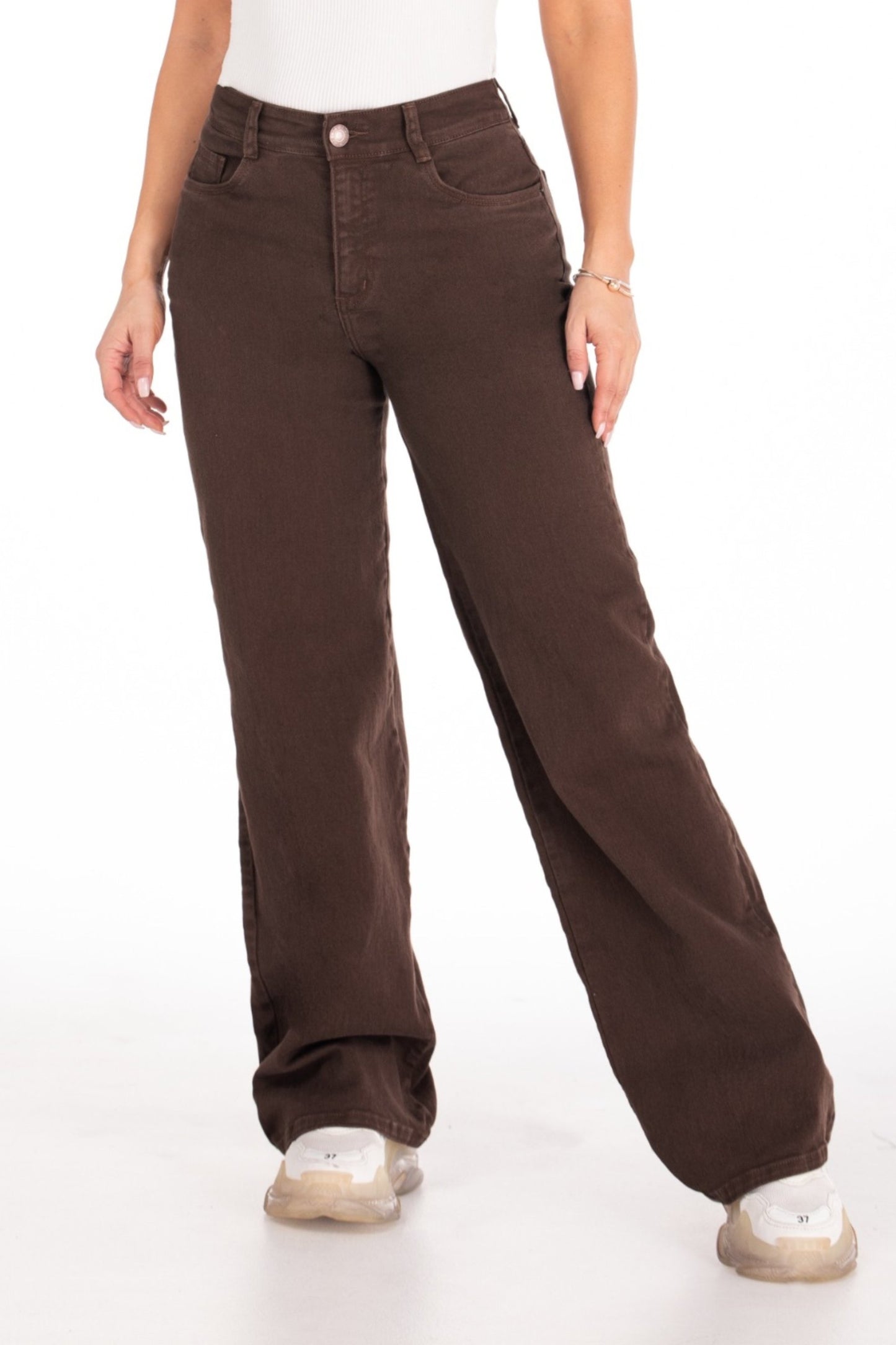 Jean Wide Leg Café Oscuro Stretch REF 125412