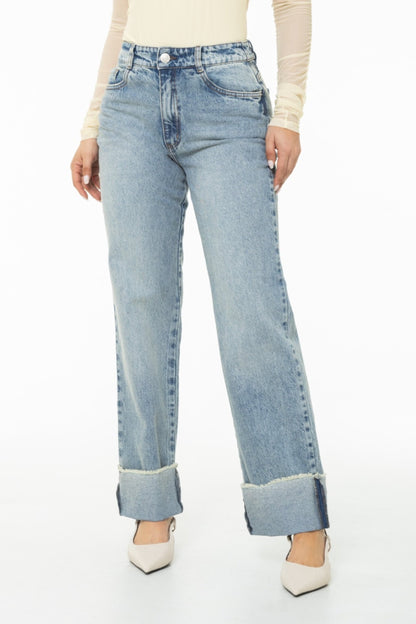 Jean Wide Leg Bota Doblada Rígido REF 125430