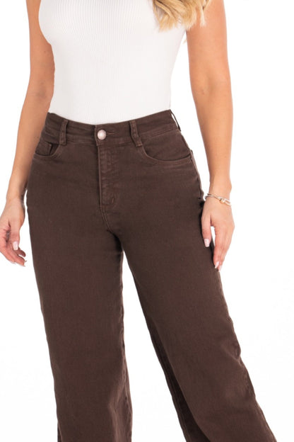 Jean Wide Leg Café Oscuro Stretch REF 125412