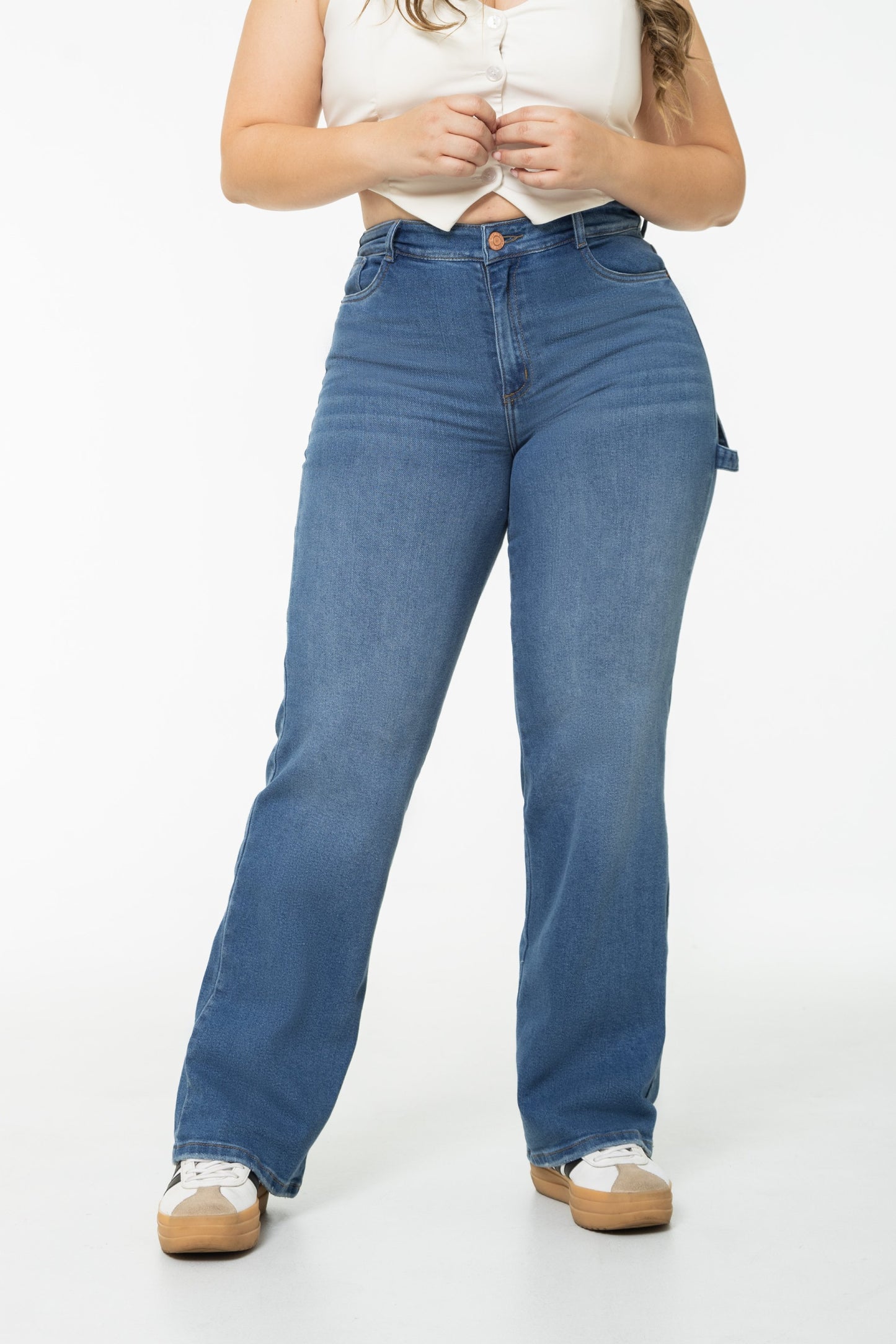 Jean Wide Leg Tono Medio Stretch REF 225401 Plus