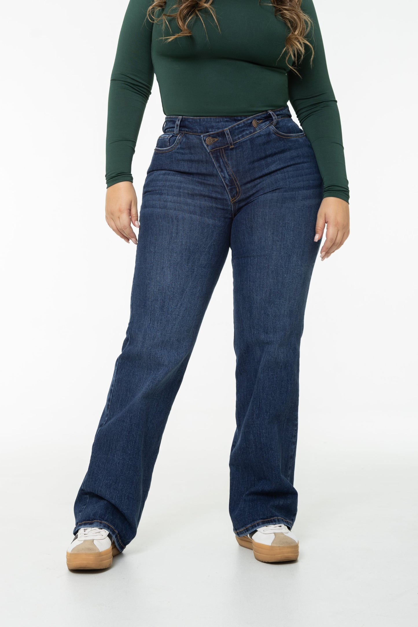 Jean Wide Leg Pretina Cruzada Stretch REF 225408 Plus