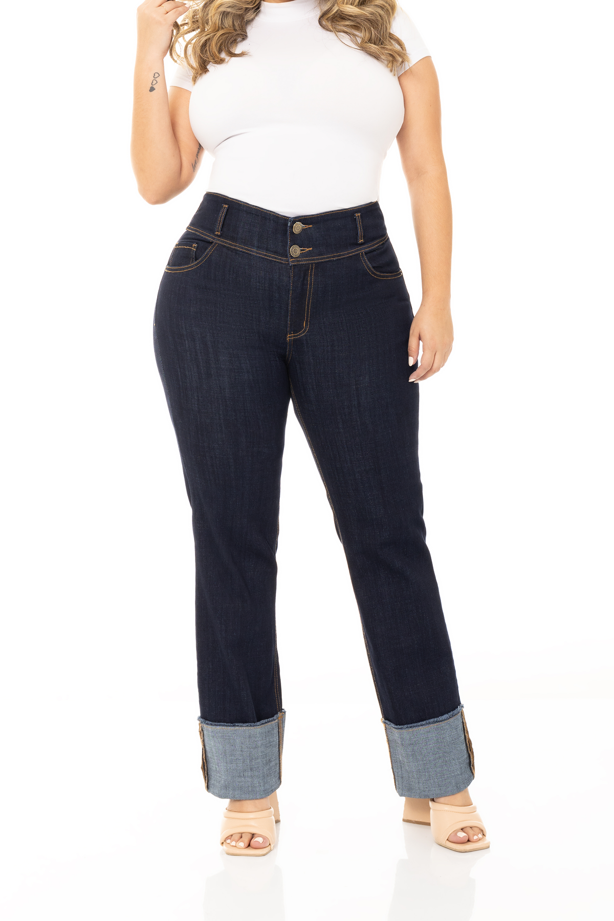 Jean Straight Bota Doblada PLUS Stretch