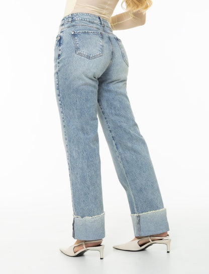 Jean Wide Leg Bota Doblada Rígido REF 125430
