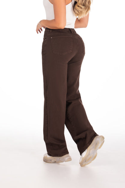 Jean Wide Leg Café Oscuro Stretch REF 125412