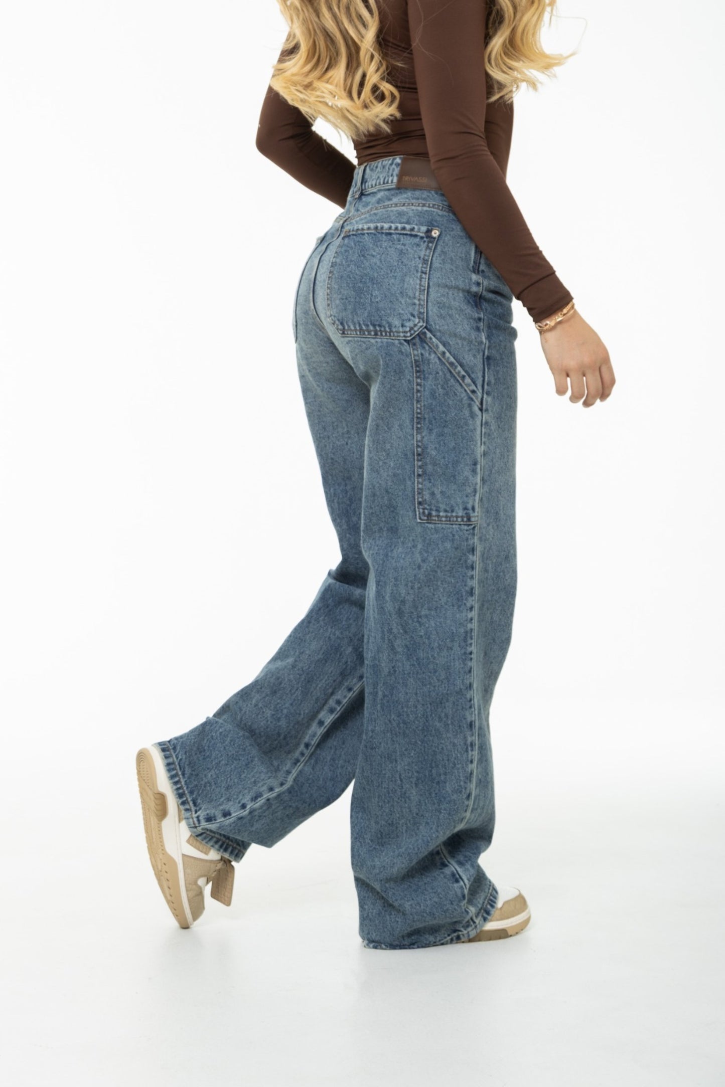 Jean Wide Leg Carpenter Rígido Tono Oscuro REF 125307