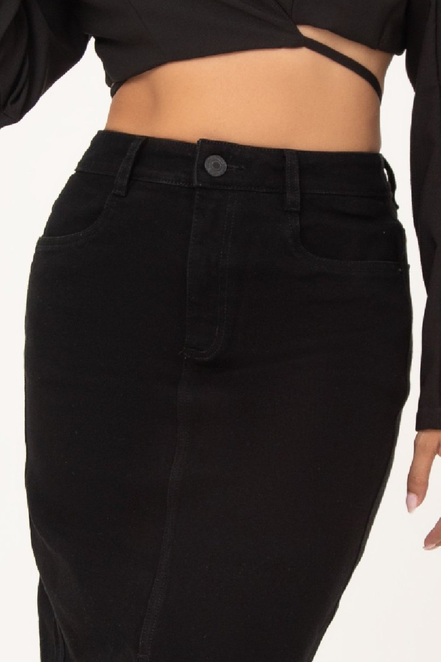 Falda Midi Stretch Tono Negro REF 14512