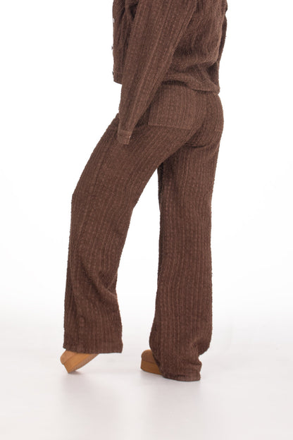 Jean Wide Leg Texturizado Rígido Café REF 125303