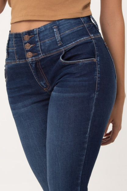 Jean Control Abdomen Skinny Stretch Azul Medio REF 14523