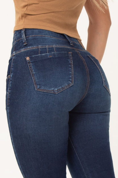 Jean Control Abdomen Skinny Stretch Azul Medio REF 14523