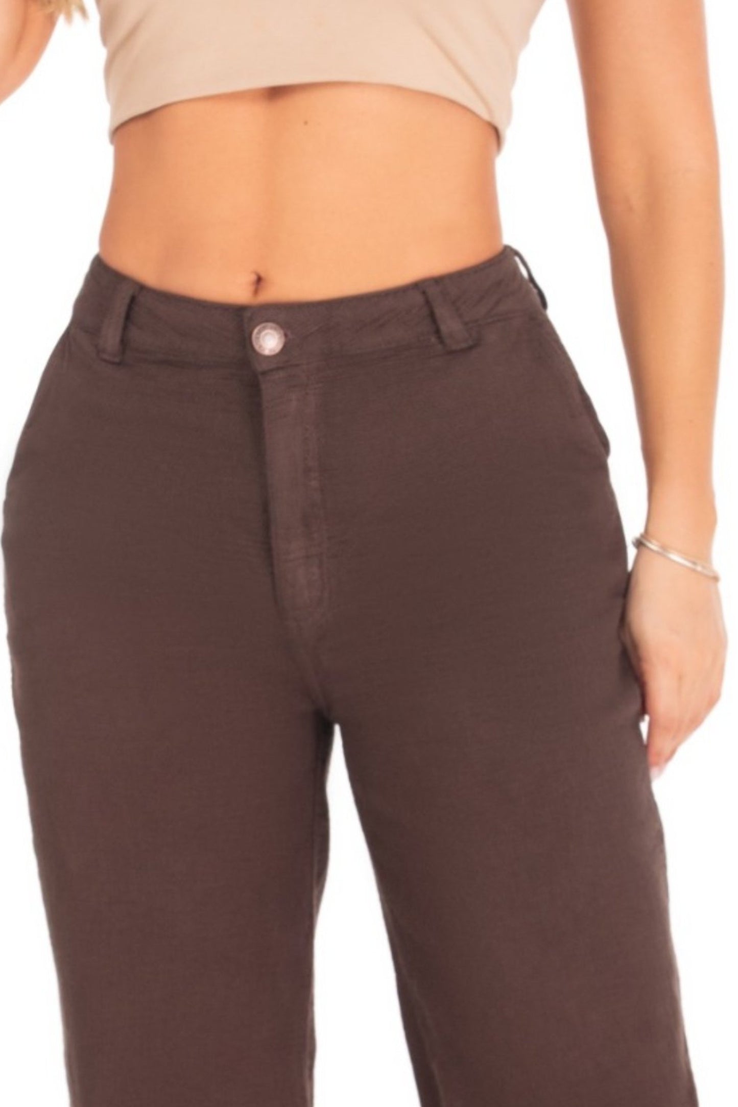 Jean Wide Leg Rígido con Textura Café REF 125208