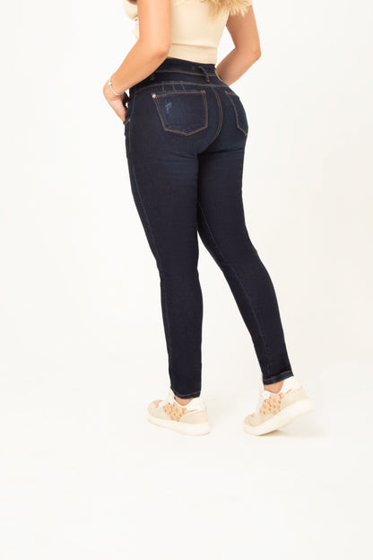 Jean Control Abdomen Skinny Stretch Azul Oscuro REF 14412