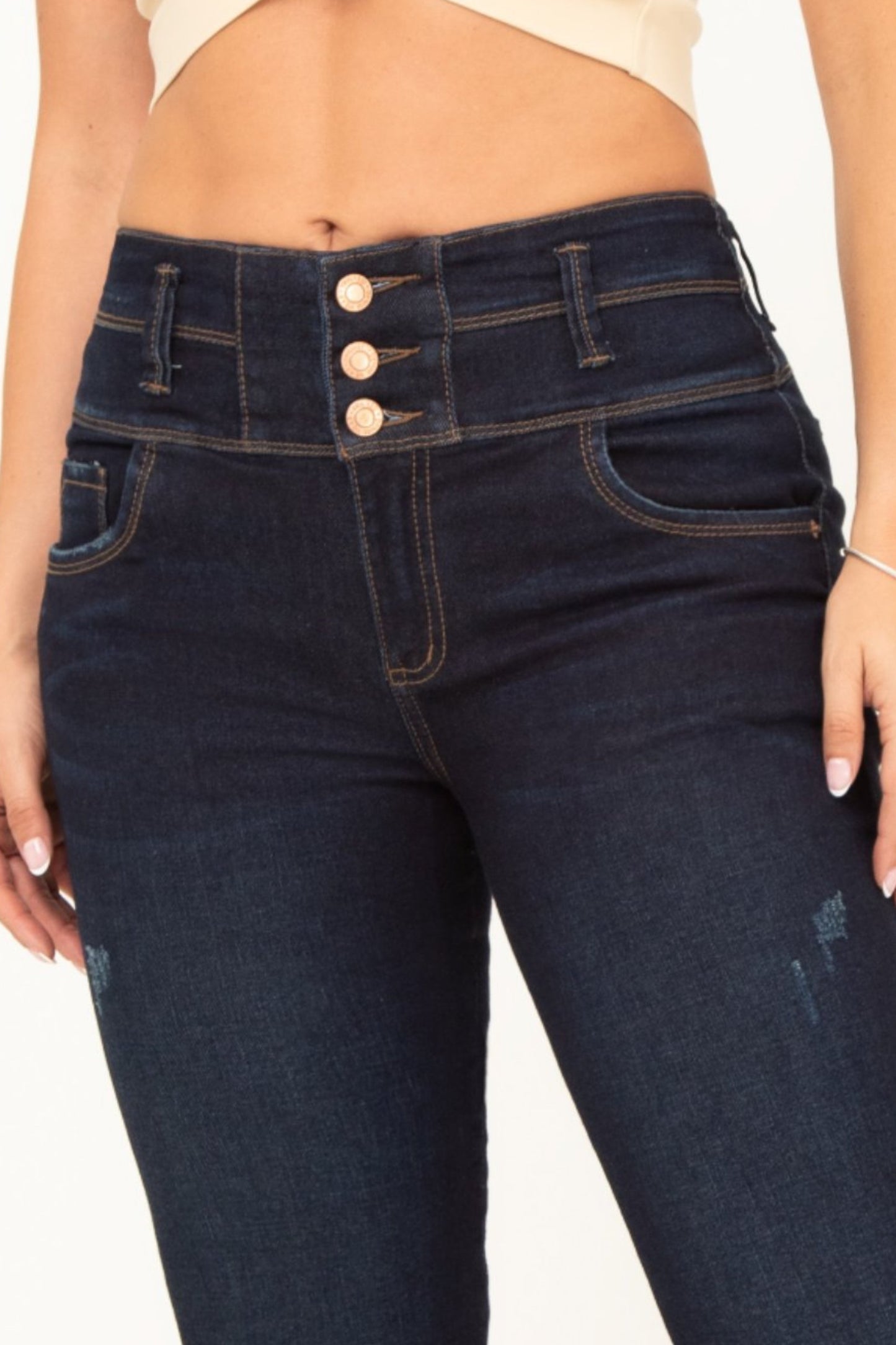 Jean Control Abdomen Skinny Stretch Azul Oscuro REF 14412