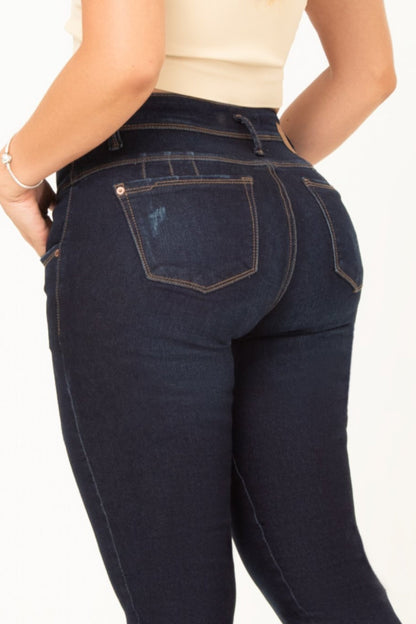 Jean Control Abdomen Skinny Stretch Azul Oscuro REF 14412