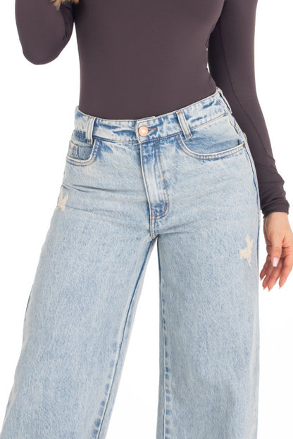 Jean Wide Leg Rígido Azul Claro REF 125201