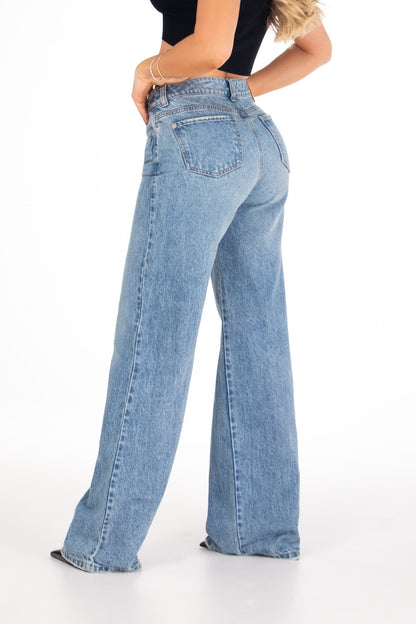Jean Wide Leg Rígido Azul Medio REF 125202