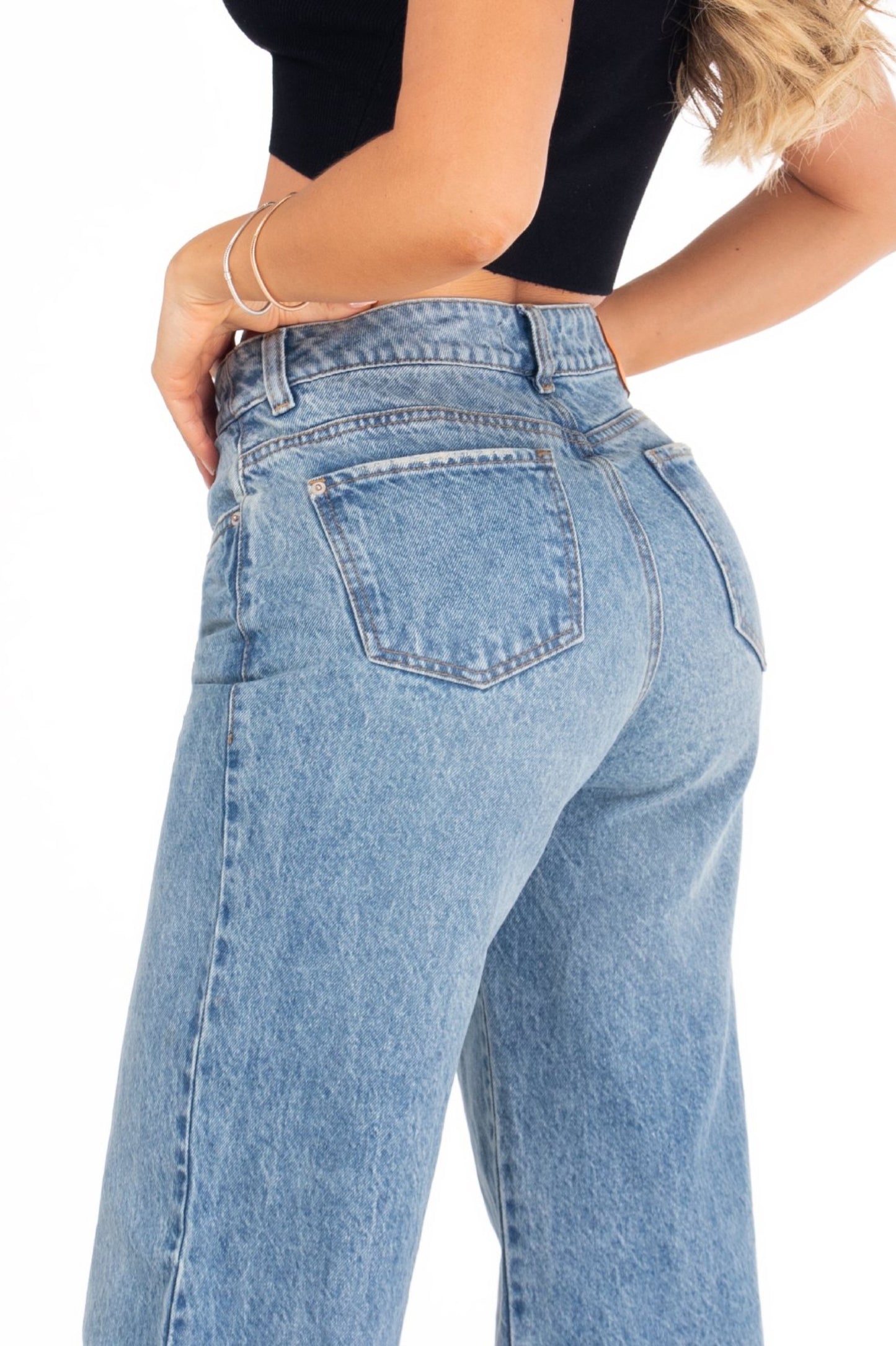 Jean Wide Leg Rígido Azul Medio REF 125202
